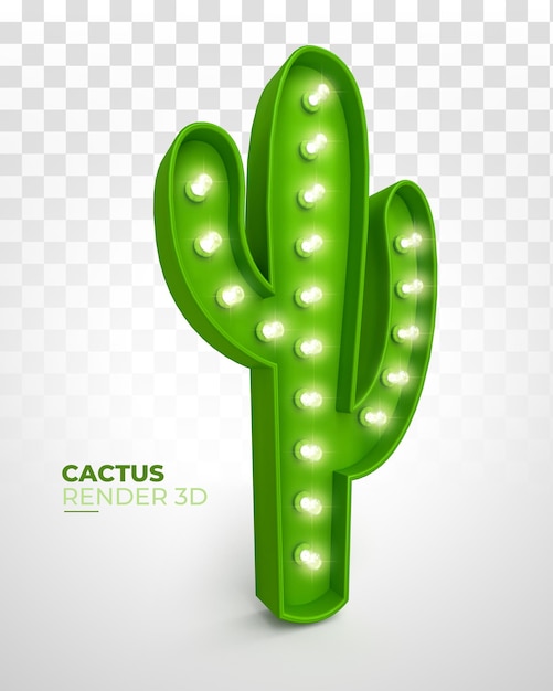 Cactus De Rendu 3d Avec Des Lumières