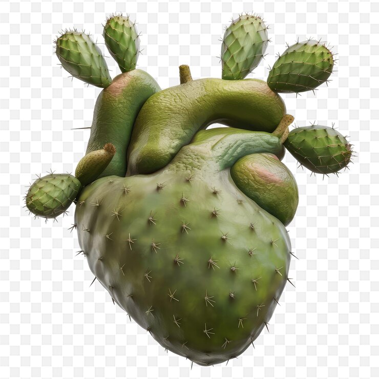 PSD un cactus verde con un corazón en la cabeza