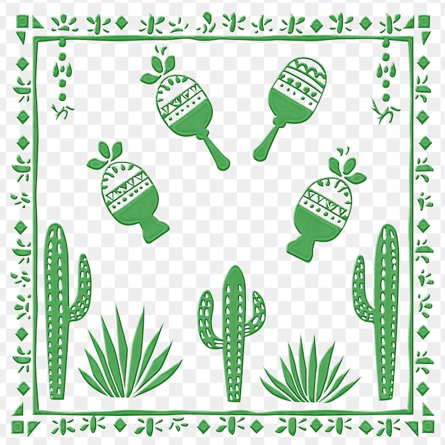 PSD un cactus verde con un sombrero de punto en él
