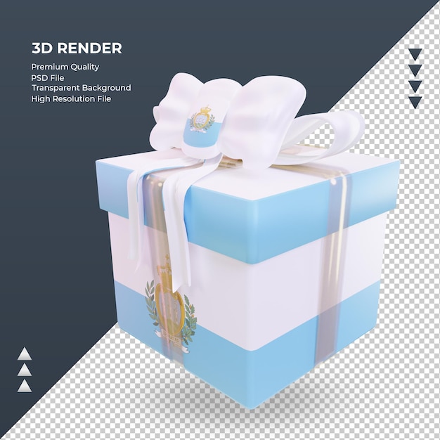 Cadeau fort 3d drapeau Saint-Marin rendu vue de droite