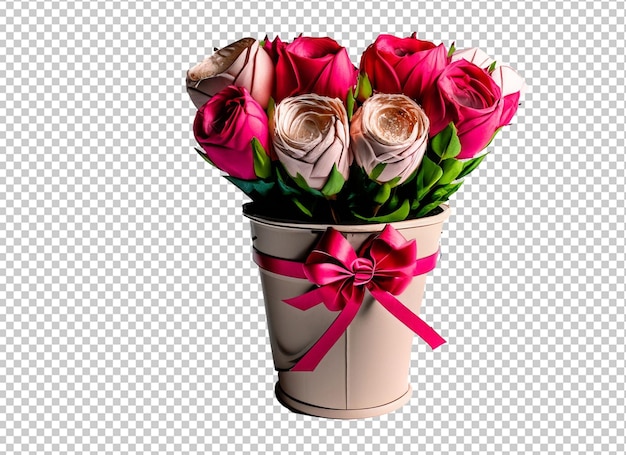 PSD cadeau de saint valentin sous forme de seau de fleurs