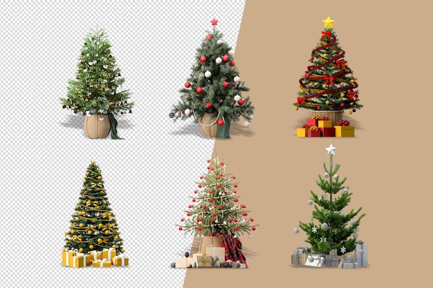 Cadeaux D'arbre De Noël Et Fauteuil En Rendu 3d Isolé