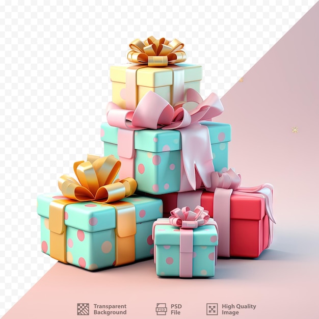 PSD des cadeaux de noël sur un fond transparent