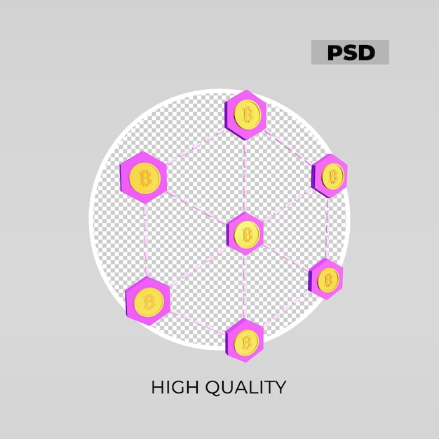 PSD cadeia de bitcoin de ícone 3d