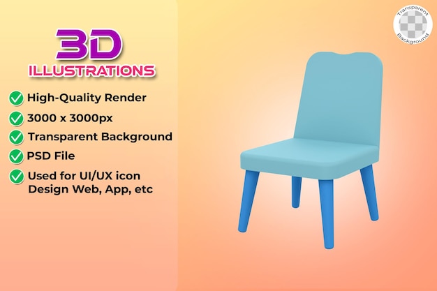 Cadeira 3d para móveis domésticos