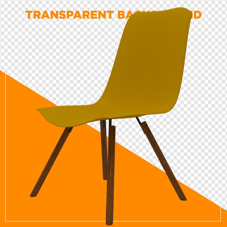PSD cadeira amarela renderizada em 3d com fundo transparente