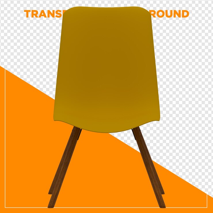 PSD cadeira amarela renderizada em 3d com fundo transparente