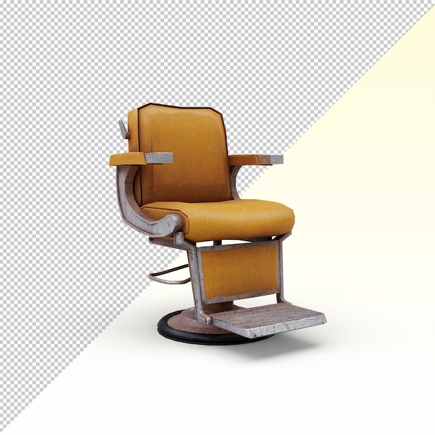 Cadeira de barbeiro vintage amarela isolada