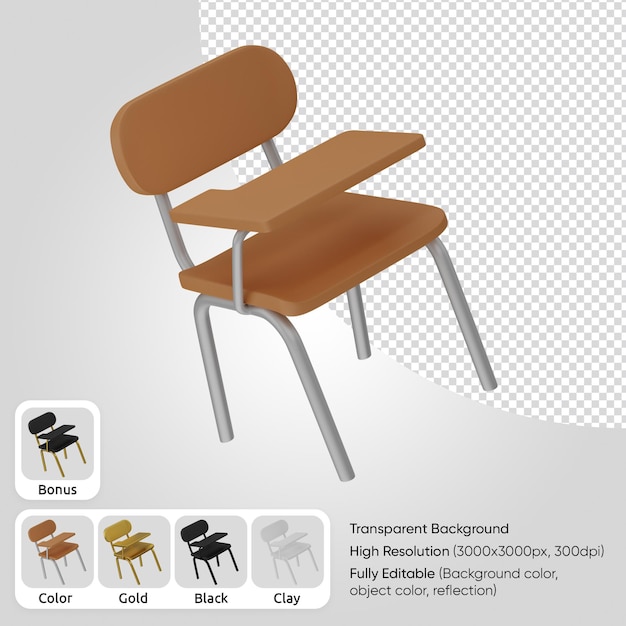 cadeira de estudante 3d