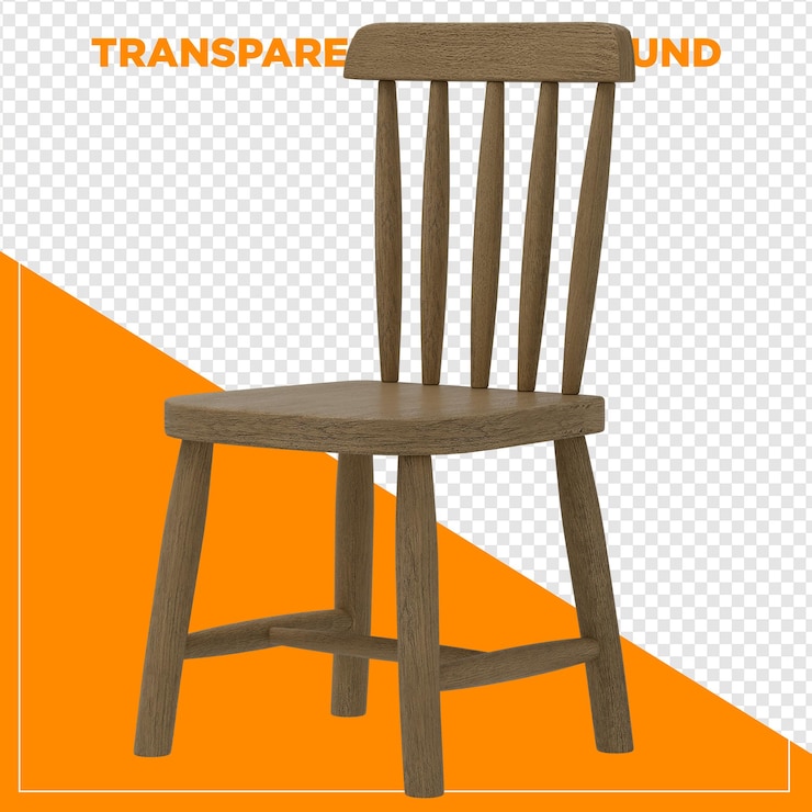 PSD cadeira de madeira renderizada em 3d com fundo transparente
