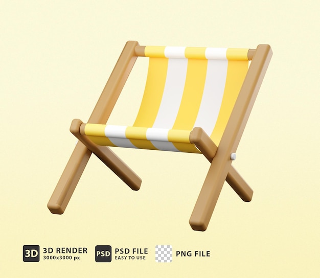 Cadeira de praia listrada ícone 3d
