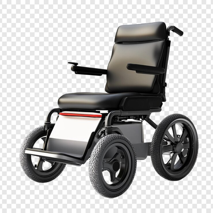 PSD cadeira de rodas elétrica preta moderna concebida para conforto e mobilidade, proporcionando independência e liberdade