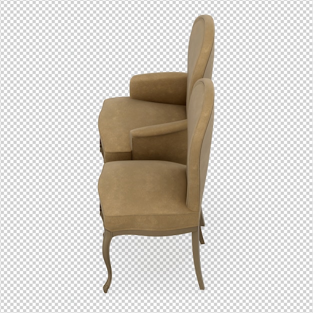 Cadeira isométrica 3D renderização isolada