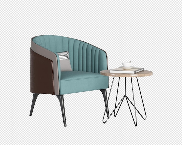 Cadeira moderna em renderização 3d isolada