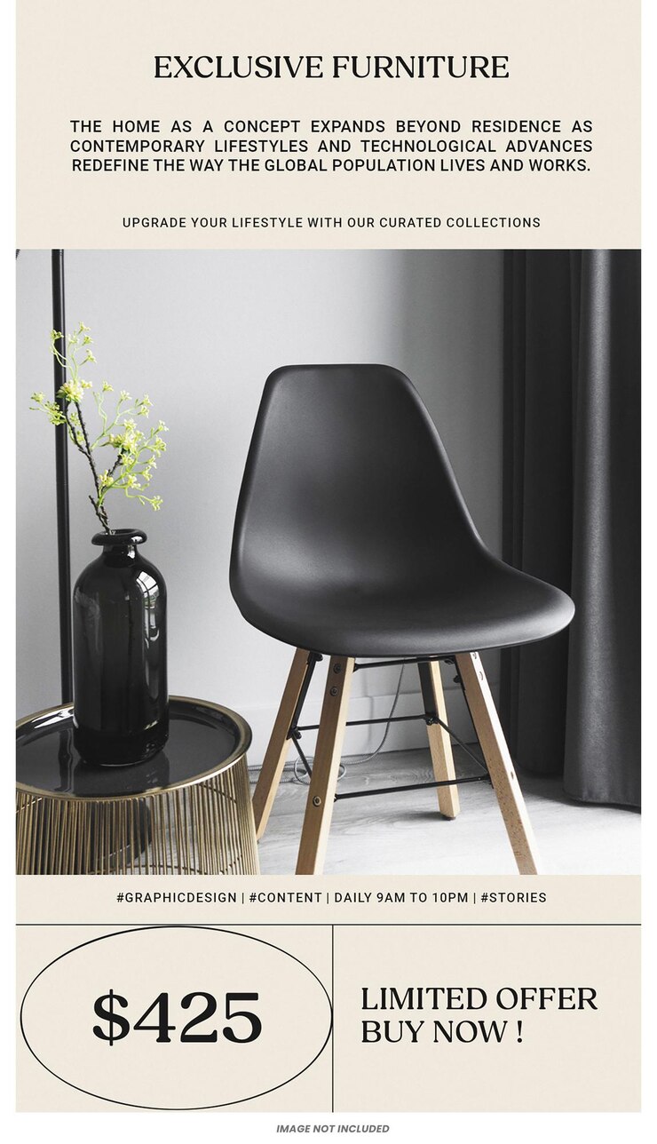 PSD cadeira oferta limitada interior moderno mobiliário minimalista estórias instagram modelo psd design