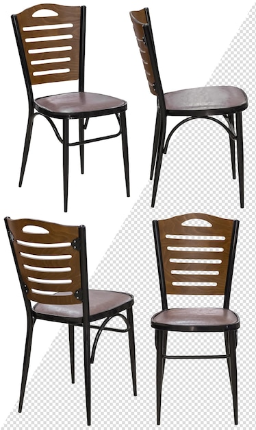 Cadeira para casa ou café Elemento do interior Isolado do fundo Em diferentes ângulos