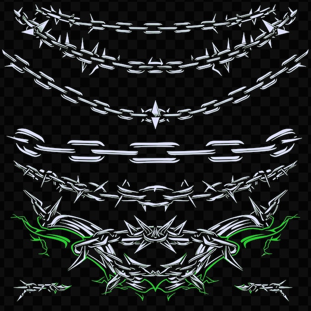 PSD cadena de cadenas metálicas unir con picos líneas de borde diseño escribido tradición arte patrón línea