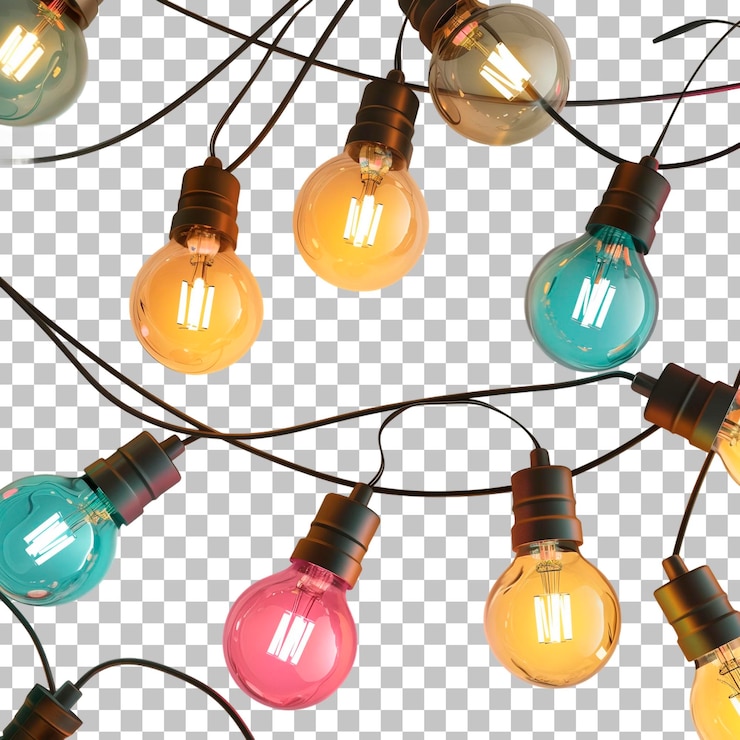 PSD cadena de luces psd aisladas sobre un fondo transparente
