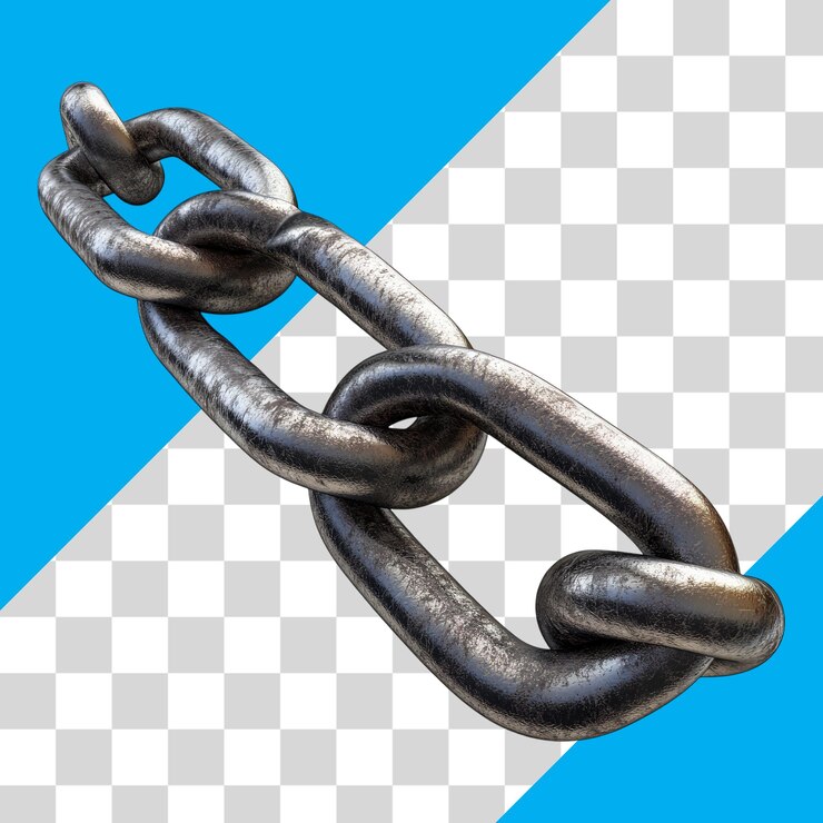 PSD cadena de metal sobre un fondo transparente