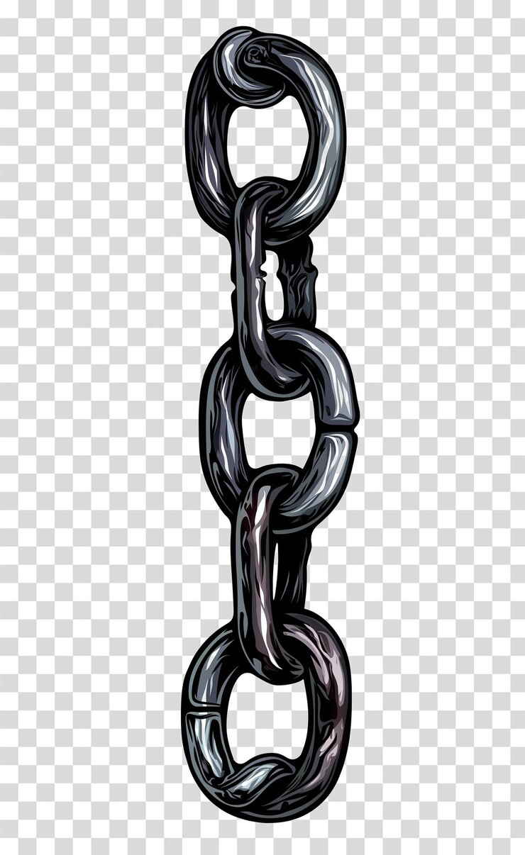 PSD una cadena negra en estilo vectorial en un fondo transparente