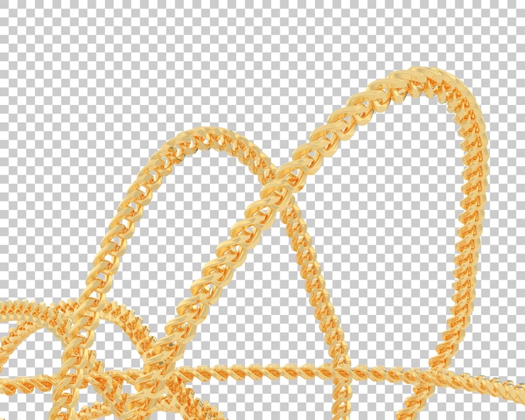 PSD cadena de oro en la ilustración de renderizado 3d de fondo transparente