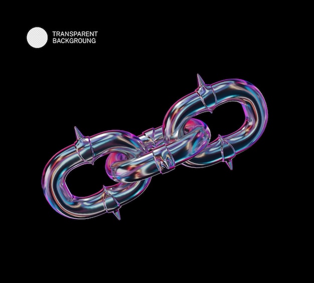 Cadena de puntas tridimensionales iridescentes