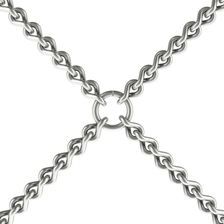 PSD cadenas con anillo en el centro renderización 3d aislada en fondo transparente