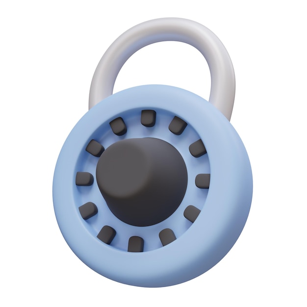 PSD cadenas verrouillé bleu concept de sécurité illustration de rendu 3d