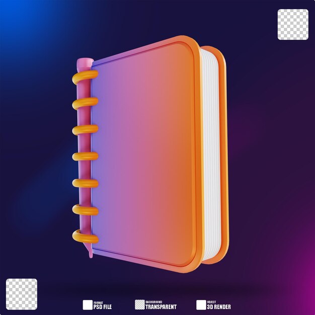 Caderno colorido 3 da ilustração 3d