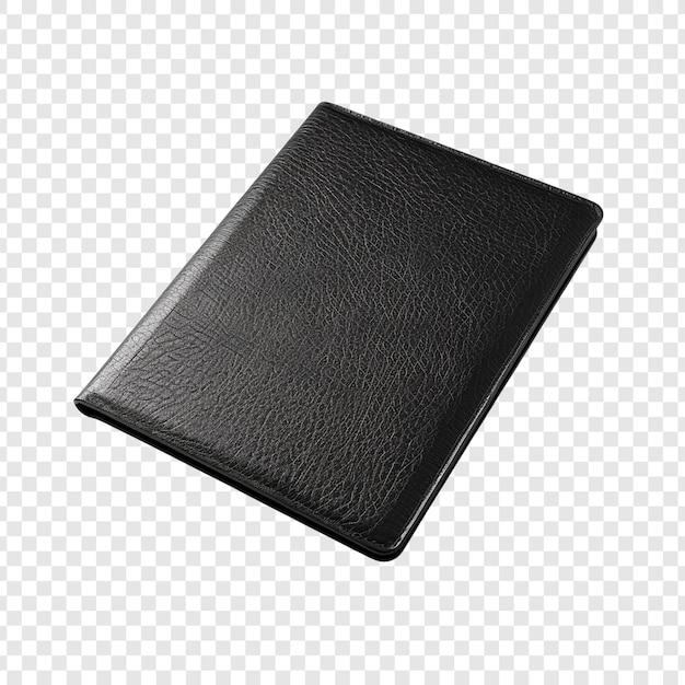PSD caderno de couro preto isolado sobre fundo transparente