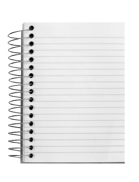 caderno de papel de página isolado no fundo cortado