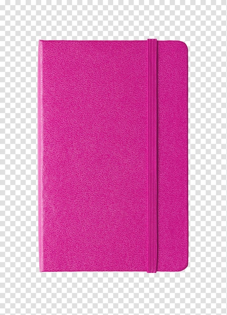 Caderno fechado rosa magenta isolado no branco