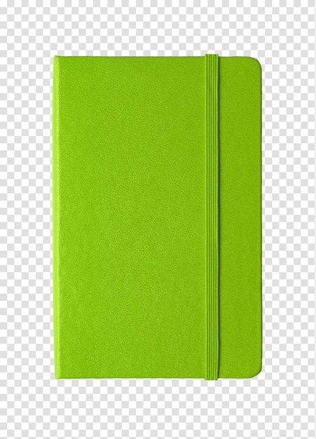 Caderno fechado verde isolado no branco