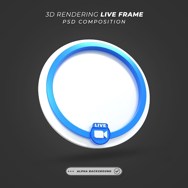 PSD cadre 3d de profil de cercle pour la diffusion en direct sur les médias sociaux