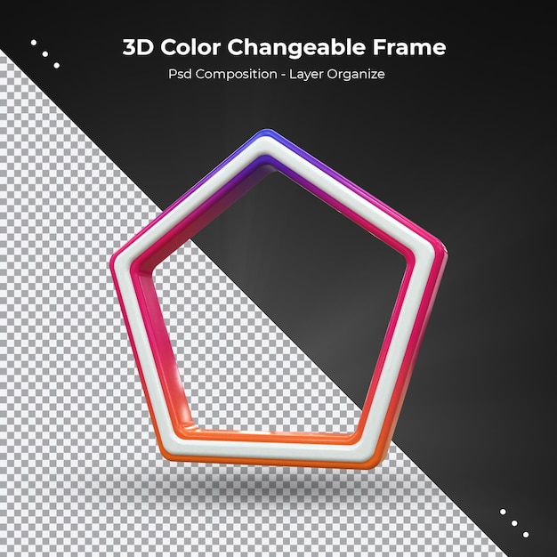 Cadre 3d de profil rectangle Brillant coloré pour la diffusion en direct sur les réseaux sociaux