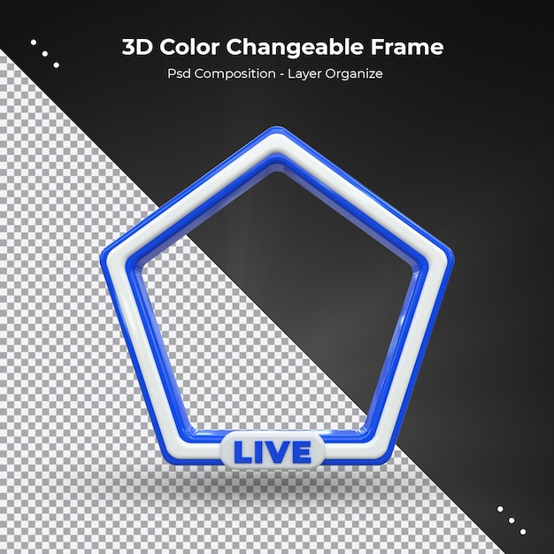 Cadre 3d De Profil Rectangle Brillant Coloré Pour La Diffusion En Direct Sur Les Réseaux Sociaux