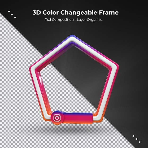 Cadre 3d De Profil Rectangle Brillant Coloré Pour La Diffusion En Direct Sur Les Réseaux Sociaux