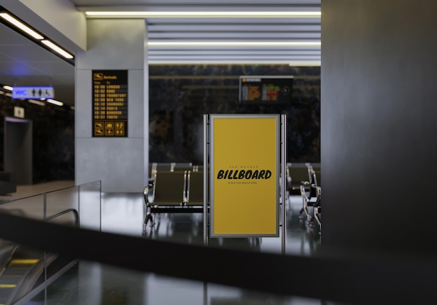 Cadre d'affiche dans la maquette Psd de l'aéroport de passagers