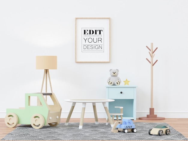 Cadre D'affiche Dans La Maquette Psd De La Chambre Des Enfants