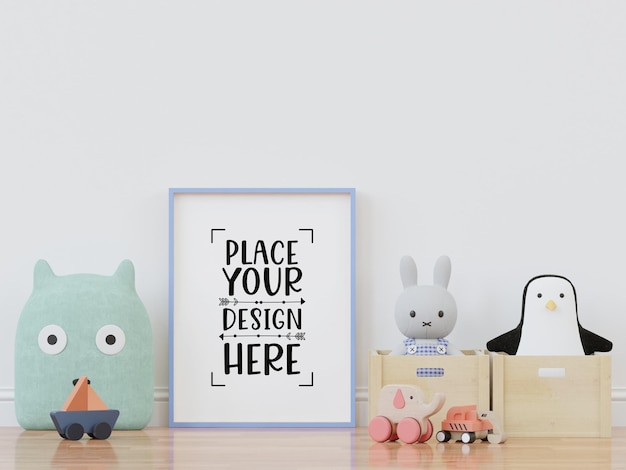 Cadre d'affiche dans la maquette Psd de la chambre des enfants