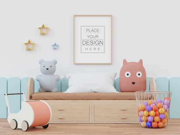 Cadre D'affiche Dans La Maquette Psd De La Chambre Des Enfants