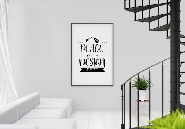 Cadre D'affiche Dans Le Salon Mockup Psd