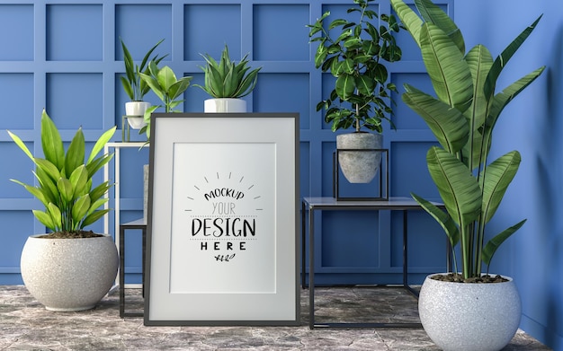 Cadre d'affiche dans le salon Mockup Psd