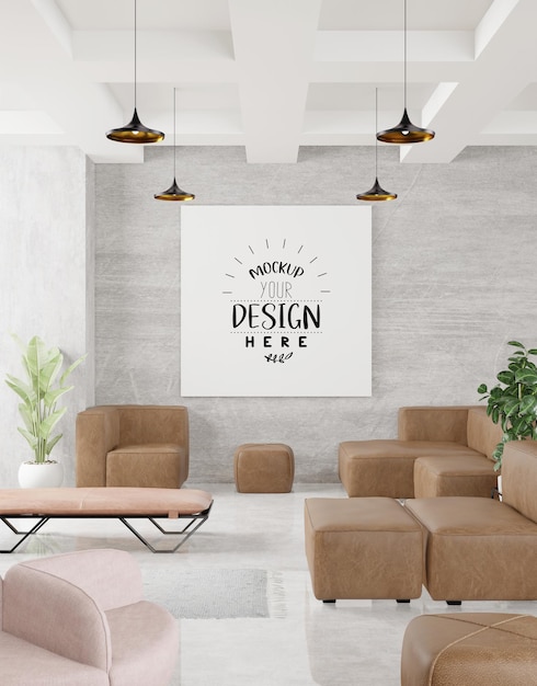 Cadre d'affiche dans le salon Mockup Psd