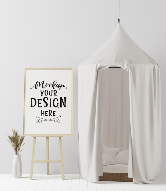 Cadre d'affiche dans le salon Mockup Psd