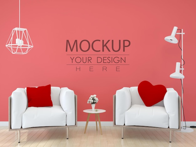 Cadre d'affiche dans le salon Mockup Psd