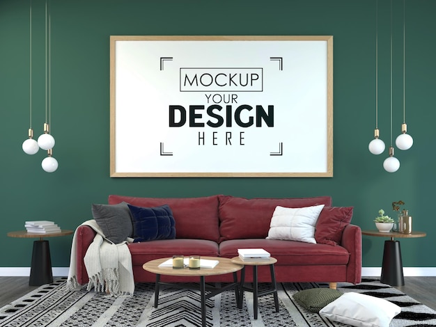 Cadre D'affiche Dans Le Salon Mockup Psd