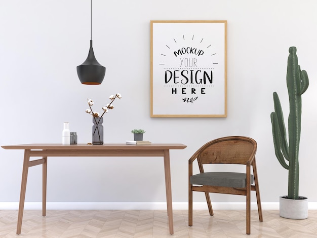 Cadre d'affiche dans le salon Mockup Psd