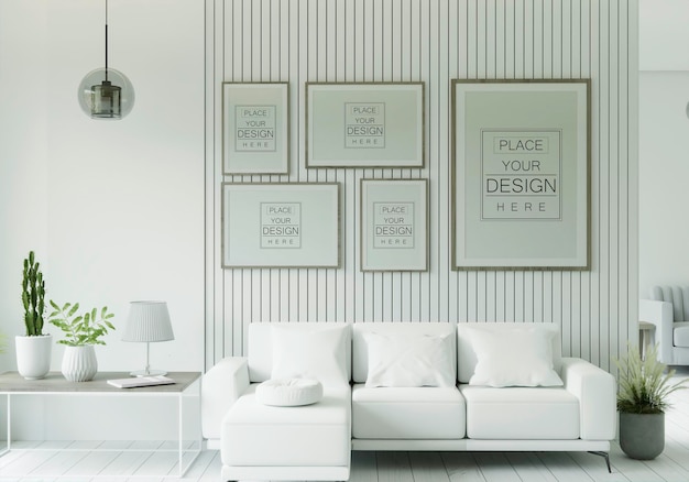 Cadre d'affiche dans le salon Mockup Psd