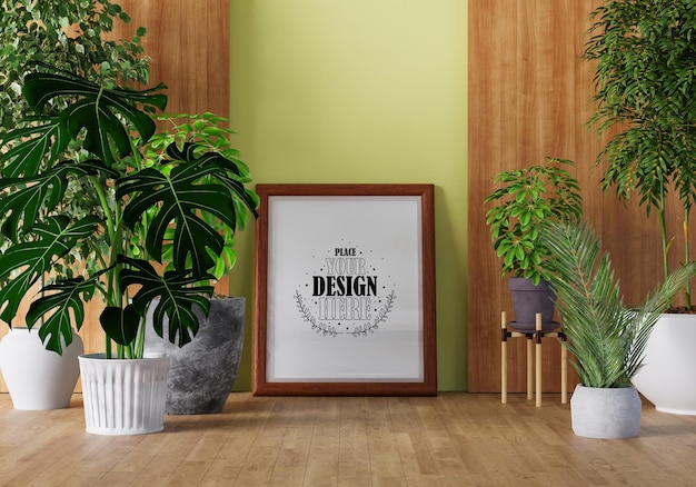 Cadre d'affiche dans le salon Mockup Psd